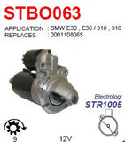 Starter BMW 320 325 525i 525e (E28 E30 E34 E36 E36/7 E39 E46) DW 12V 9T 1.4KW   - STBO063