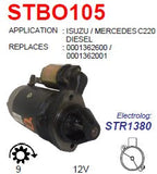 Starter Mercedes-Benz 200D 240D 300D diesel IF 12V 9T 2.4KW  - STBO105