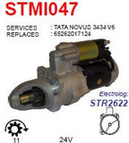 Starter Tata Novus 3434 Tipper (6-Cylinder)  24V 11T 6.0KW - STMI047