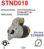 Starter Toyota Corolla 1.6L (4A-engine) 12V 9T 1.0KW - STND018